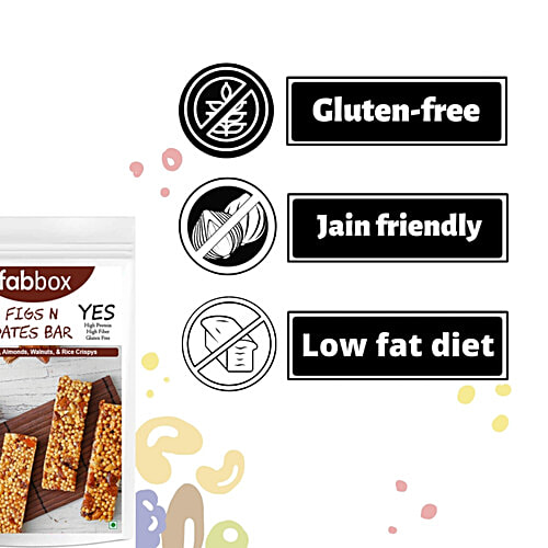 Fabbox Figs & Dates Health Bar - No Added Sugar, Vegan, Weight Management,Healthy Snack, 60 g  High Protein, Gluten Free, No Transfats