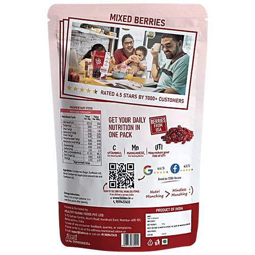 Fabbox Premium Mixed Berries - Whole Dried Cranberry & Blackberry, Natural, Healthy Snack, 150 g  No Preservatives, Fiber Rich
