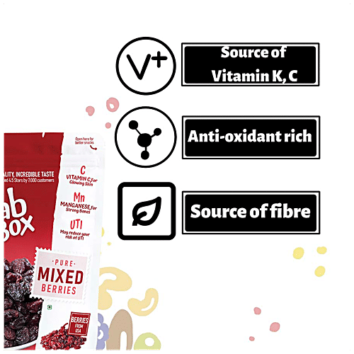 Fabbox Premium Mixed Berries - Whole Dried Cranberry & Blackberry, Natural, Healthy Snack, 150 g  No Preservatives, Fiber Rich
