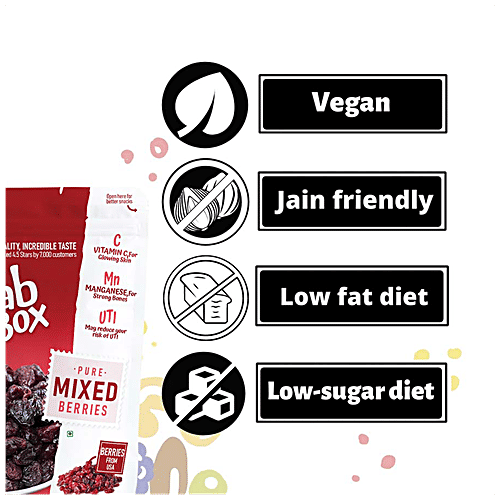 Fabbox Premium Mixed Berries - Whole Dried Cranberry & Blackberry, Natural, Healthy Snack, 150 g  No Preservatives, Fiber Rich