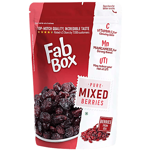 Fabbox Mixed Berries, 70 g Pouch Whole Dried Cranberry & Blackberry, Natural, Healthy Snack