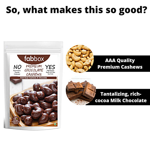 Fabbox Premium Chocolate Cashews - Whole Goan Kaju Dessert, Guilt-Free, Healthy Snack, 50 g