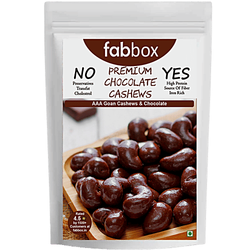 Fabbox Premium Chocolate Cashews - Whole Goan Kaju Dessert, Guilt-Free, Healthy Snack, 50 g
