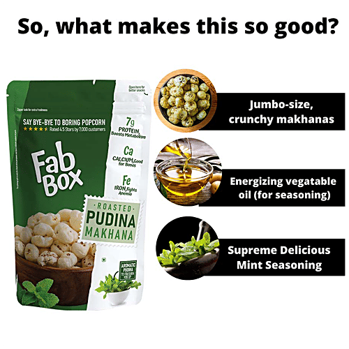 Fabbox Roasted Makhana - Pudina, Baked Foxnuts, Healthy Snack, For Weight Management, 83 g  No Preservatives, High protein