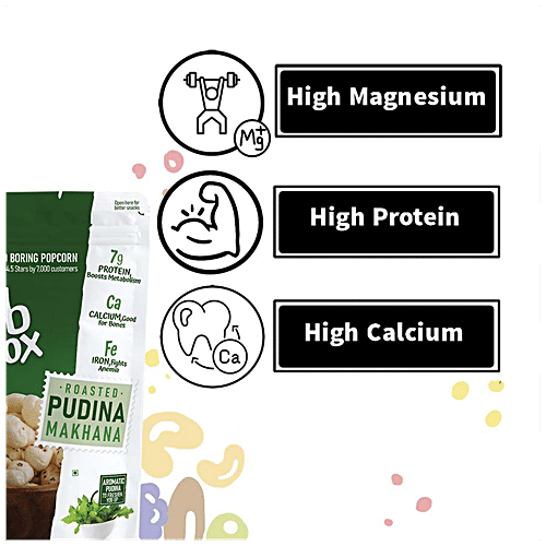 Fabbox Roasted Makhana - Pudina, Baked Foxnuts, Healthy Snack, For Weight Management, 83 g  No Preservatives, High protein