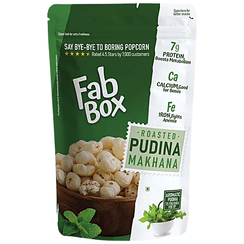 Fabbox Roasted Makhana - Pudina, Baked Foxnuts, Healthy Snack, For Weight Management, 83 g  No Preservatives, High protein