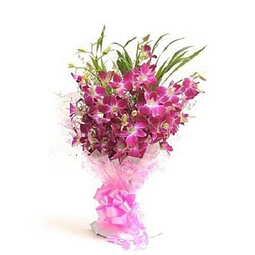 blooms & bouquets, Marathahalli Flower Bouquet - 6 Purple Orchids, 1 pc  