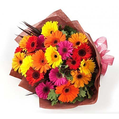 blooms & bouquets, Marathahalli Flower Bouquet - 24 Mixed Gerbera, 1 pc  