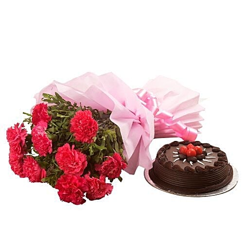 Buy FERNS N PETALS Valentines Day Combo Chocolate Cake N Flowers