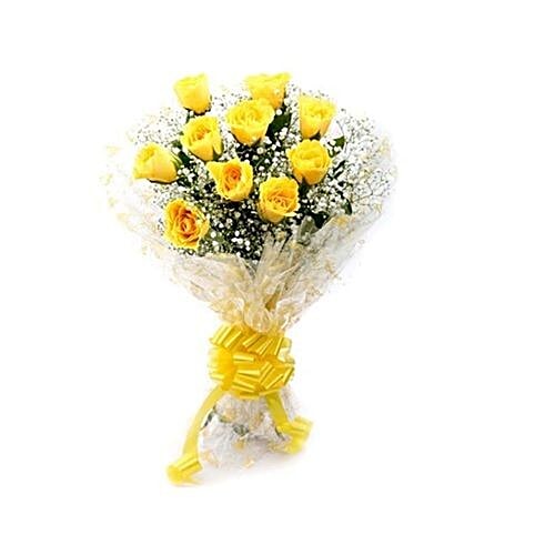 Blooms & Bouquets Flower Bouquet - Charming Yellow Rose 12, 1 pc  