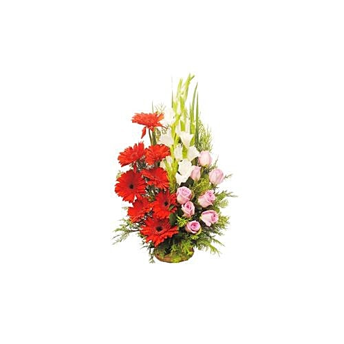 BLOOMS AND BOUQUETS Flower Bouquet - Mix Flower Basket, 1 pc  