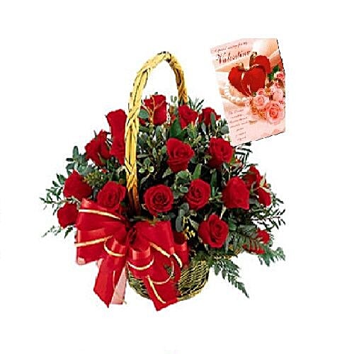 Buy Blooms Bouquets Flower Bouquet Red Roses Small Basket 1 Pc Online