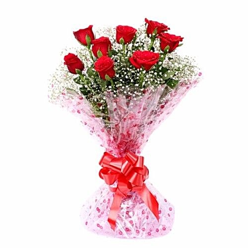 Blooms & Bouquets Flower Bouquet - 8 Charming Red Roses, 1 pc  