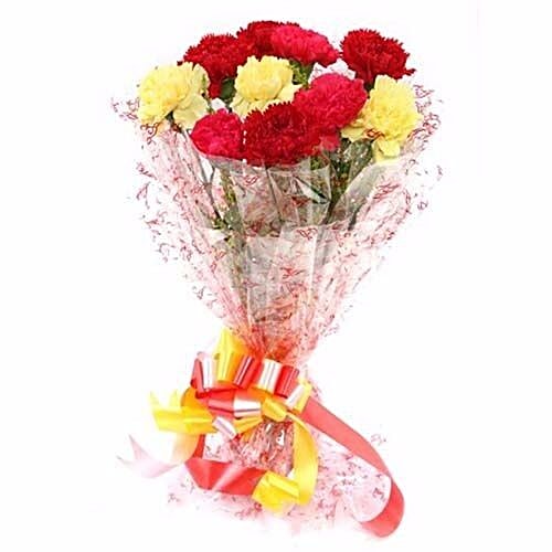 Blooms & Bouquets Flower Bouquet - 12 Mixed Carnations, 1 pc  