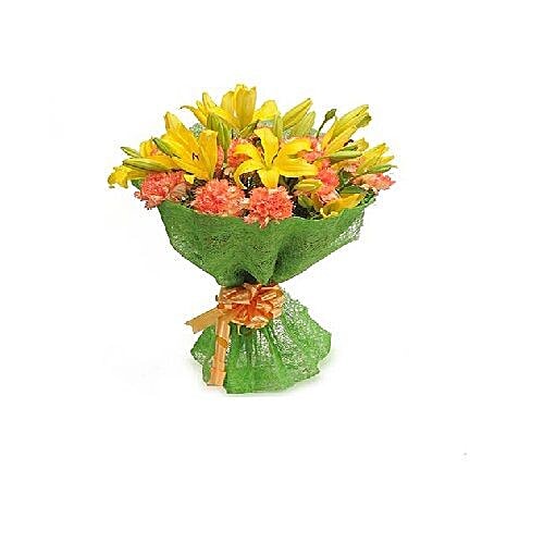 Buy FERNS N PETALS Flower Bouquet Dual Shaded Carnations Online at