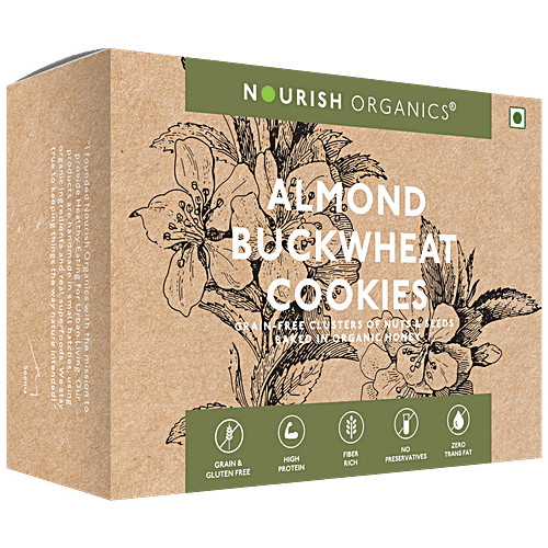 Nourish Organics Almond Buckwheat Cookies - Rich In Fibre & Protein, Gluten-Free, 125 g  Rich in Fibre & High in Protein