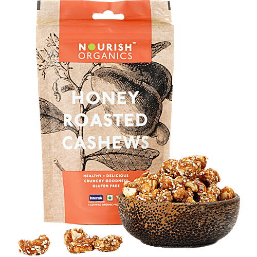 Nourish Organics Honey Roasted Cashews, 100 g Rich Fiber, Healthy & Delicious