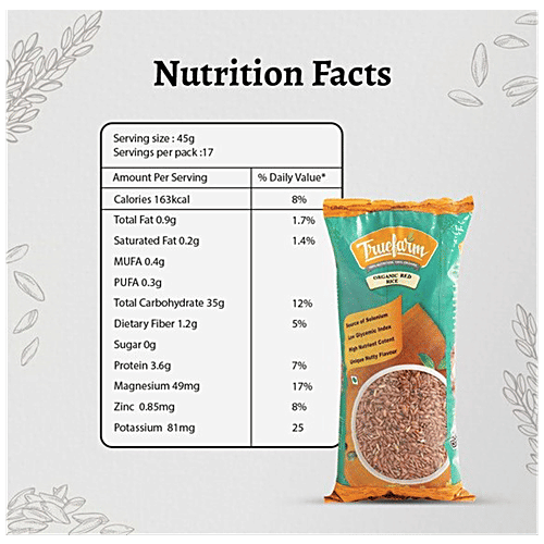 Truefarm Organic Red Rice, 750 g  Nutritious, No Chemicals