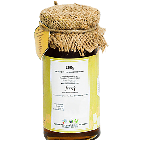 Sanatan Organic Shivalik Forest Honey, 250 g Bottle Raw & Unprocessed, Support Helps Slimming And Weight Loss