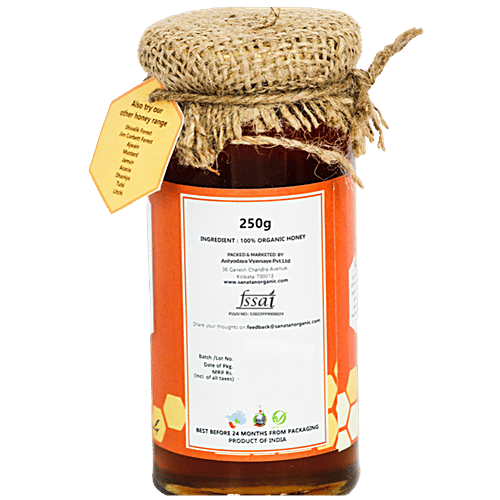 Sanatan Organic Eucalyptus Honey, 250 g Bottle Raw & Unprocessed, cures cold flu with Antioxidant nature
