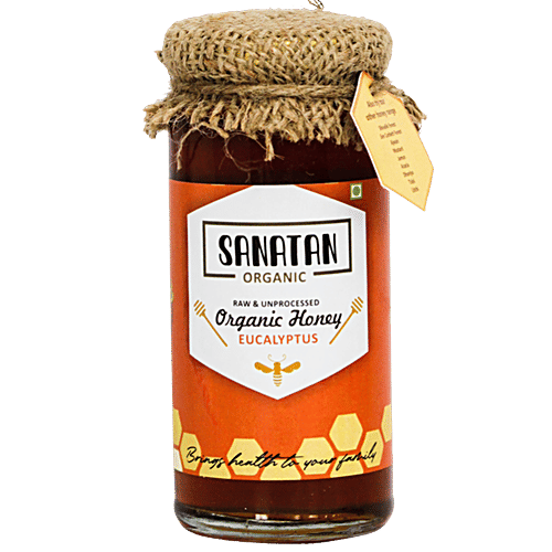 Sanatan Organic Eucalyptus Honey, 250 g Bottle Raw & Unprocessed, cures cold flu with Antioxidant nature