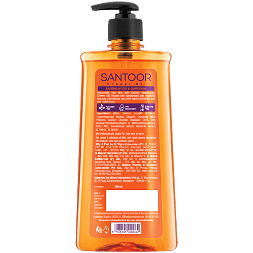 Santoor Sandalwood & Gardenia Shower Gel, 500 ml Bottle 