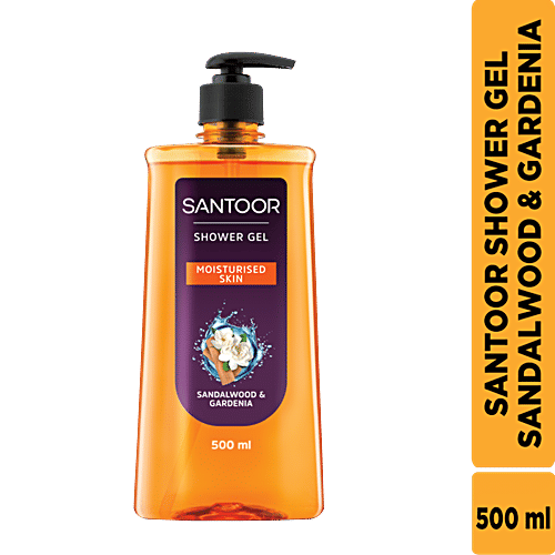 Santoor Sandalwood & Gardenia Shower Gel, 500 ml Bottle 