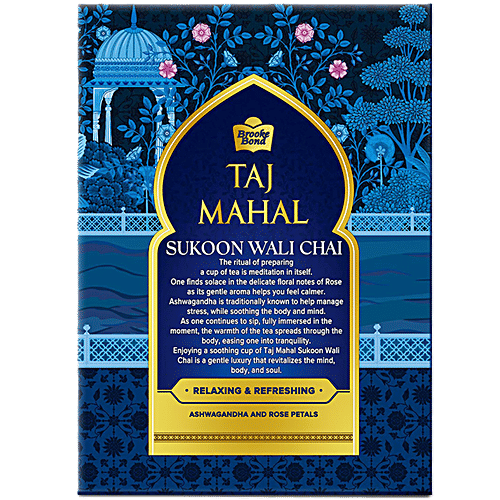 Taj Mahal Sukoon Wali Chai - Tea With Ashwagandha & Rose Petals, 250 g Carton Relaxing & Refreshing, Relax Tea, Ashwagandha, Rose Petals