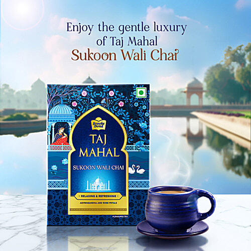 Taj Mahal Sukoon Wali Chai - Tea With Ashwagandha & Rose Petals, 250 g Carton Relaxing & Refreshing, Relax Tea, Ashwagandha, Rose Petals