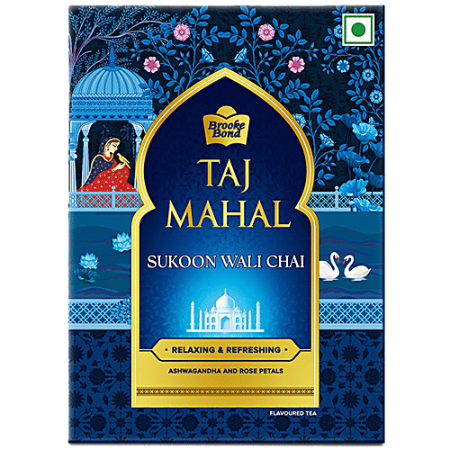 Taj Mahal Sukoon Wali Chai - Tea With Ashwagandha & Rose Petals, 250 g Carton Relaxing & Refreshing, Relax Tea, Ashwagandha, Rose Petals