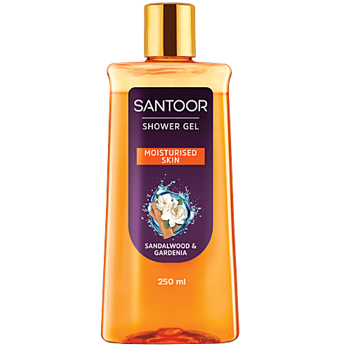 Santoor Sandalwood & Gardenia Shower Gel, 250 ml Bottle For Moisturised Skin