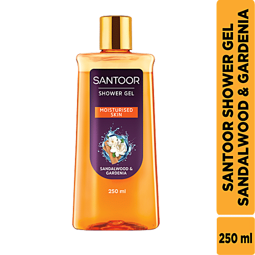 Santoor Sandalwood & Gardenia Shower Gel, 250 ml Bottle For Moisturised Skin