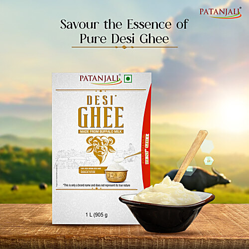 Patanjali Buffalo Milk Desi Ghee, 1 L Carton Rich Aroma Desi Ghee, Granular Texture