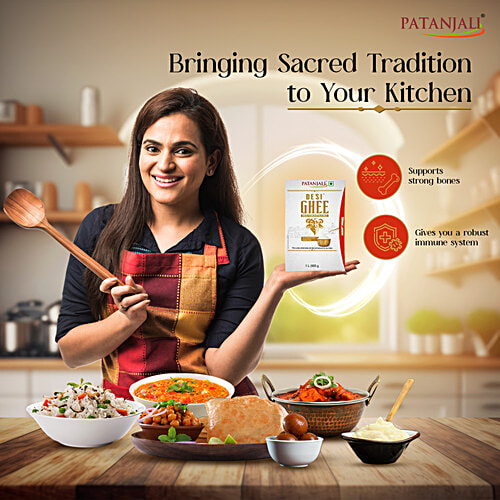 Patanjali Buffalo Milk Desi Ghee, 1 L Carton Rich Aroma Desi Ghee, Granular Texture