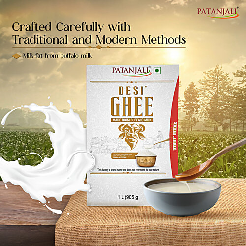 Patanjali Buffalo Milk Desi Ghee, 1 L Carton Rich Aroma Desi Ghee, Granular Texture