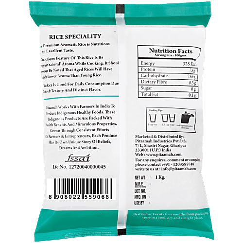 Pitaamah Vishnubhog Rice - Raw/Unpolished & Aromatic, 1 kg Pouch
