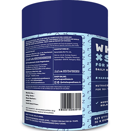 Whats Up Wellness X Sleep Mango Flavour Daily Health Gummies, 30 pcs  Gluten Free, Deep Sleep, Muscle Relaxation