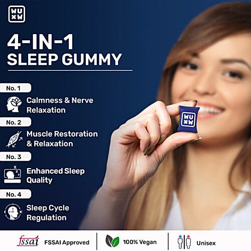 Whats Up Wellness X Sleep Mango Flavour Daily Health Gummies, 30 pcs  Gluten Free, Deep Sleep, Muscle Relaxation