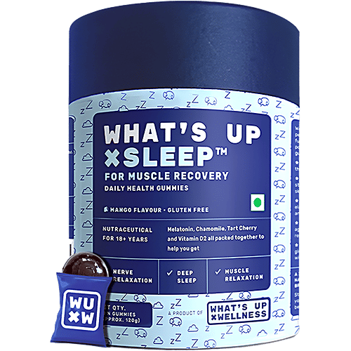 Whats Up Wellness X Sleep Mango Flavour Daily Health Gummies, 30 pcs  Gluten Free, Deep Sleep, Muscle Relaxation