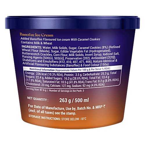 Mother Dairy Banoffee Ice Cream With Caramel Cookies, 500 ml Tub