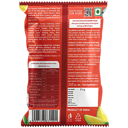 Farmley Achaari Roasted Makhana In Olive Oil, 51 g Pouch Fit For Fasting