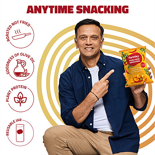 Farmley Peri Peri Roasted Makhana, 51 g  Roasted in Olive Oil, 6% Plant Protein, Cholesterol Free