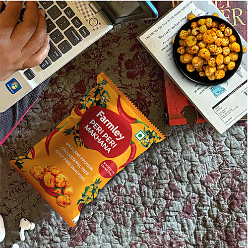 Farmley Peri Peri Roasted Makhana, 51 g  Roasted in Olive Oil, 6% Plant Protein, Cholesterol Free