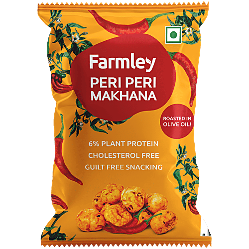 Farmley Peri Peri Roasted Makhana, 51 g  Roasted in Olive Oil, 6% Plant Protein, Cholesterol Free