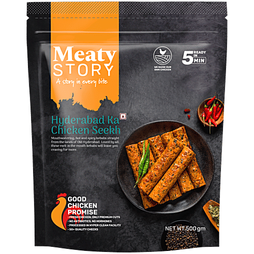 Meaty Story Hyderabad Ka Chicken Seekh Kebabs, 500 g  