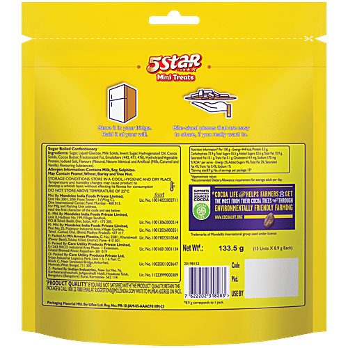 Cadbury 5 Star Mini Treats Chocolate Bars, 166.6 g (17 x 9.8 g) Family Pack, Bite-Sized Pieces, Indulge in a Chocolatey Delight