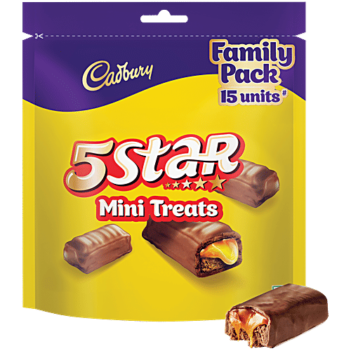 Cadbury 5 Star Mini Treats Chocolate Bars, 166.6 g (17 x 9.8 g) Family Pack, Bite-Sized Pieces, Indulge in a Chocolatey Delight