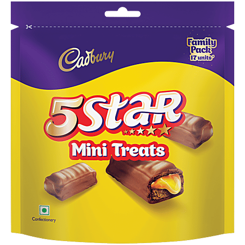 Cadbury 5 Star Mini Treats Chocolate Bars, 166.6 g (17 x 9.8 g) Family Pack, Bite-Sized Pieces, Indulge in a Chocolatey Delight