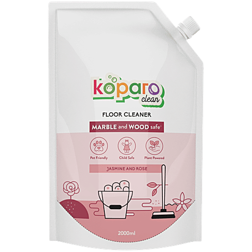 Koparo Clean Floor Cleaner Liquid - Jasmine Fragrance, Tile & Marble Cleaner, 2 L Pouch With Natural Surfactants & Bio Enzymes