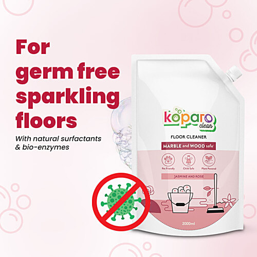 Koparo Clean Floor Cleaner Liquid - Jasmine Fragrance, Tile & Marble Cleaner, 2 L Pouch With Natural Surfactants & Bio Enzymes